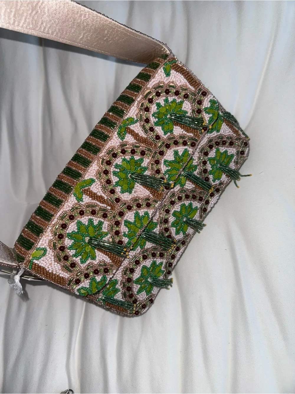 Palm Tree Tassel Beaded Shoulder Bag Handmade in India New with Tags